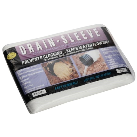 Drain-Sleeve 4 In. W x 10 Ft. L Fabric Drain Guard Sock 04010-24